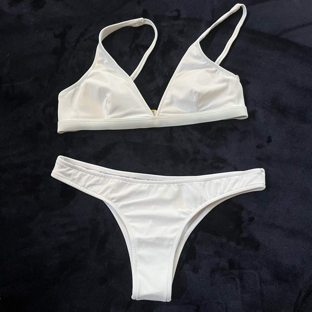 Two piece cheeky swimsuit. Size S. White